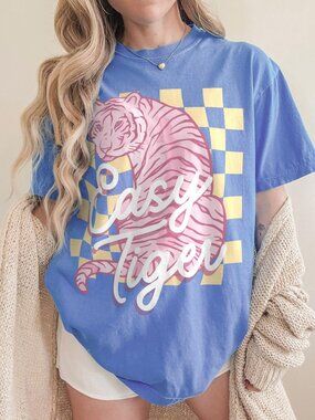 Easy Tiger Graphic Tee 🐯🏁 | Vintage Checkerboard Shirt | Retro Streetwear Tee